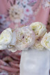 Close-up floral composition with a pink Ranunculus flowers . Beautiful bouquet of a spring flowers.