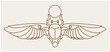 Egyptian sacred Scarab with outspread wings, ancient egyptian beetle, symbol Khepri god, vector