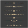 Mystical and tarot style book vignettes, dividers and separators, set of esoteric lunar delimiters, vector