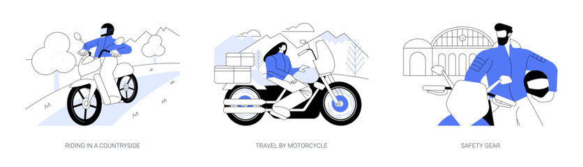 Canvas Print - Motorcycle driver abstract concept vector illustrations.