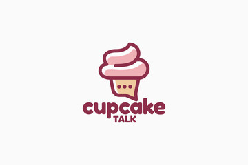 Canvas Print - cupcake talk logo with a combination of a cute cupcake and chat or bubble as the cup