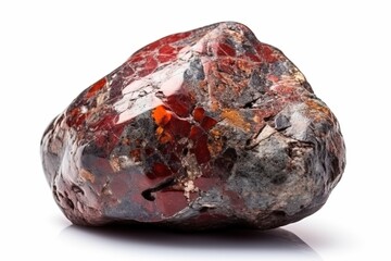 Wall Mural - Painite is a rare precious natural geological stone on a white background in low key. AI generated.