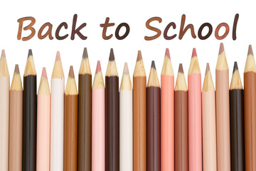 Poster - Back to school message with multiculture skin tone color pencils