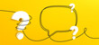 © blankstock - 3d question mark with continuous line speech bubble. Single line chat background. Talk text box, feedback message box and comment banner. Hand drawn speech bubble. Continuous line quiz banner. Vector