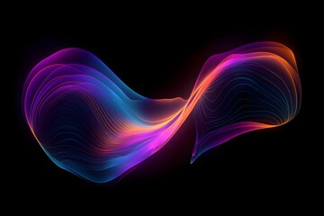 Abstract fluid 3d render holographic iridescent neon curved wave in motion dark background. Gradient design element for banners, backgrounds, wallpapers AI