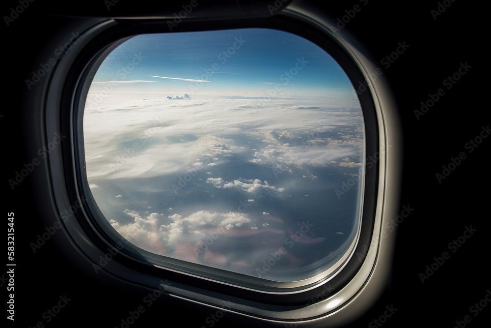 A view of the clouds from an airplane window. Stock Illustration ...
