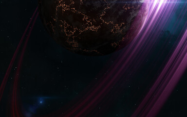 Wall Mural - inhabited planet in deep space. science fiction. elements of this image furnished by nasa