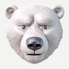 Wall Mural - Polar Bear Sad Facial Expression On Blank Background Generative AI