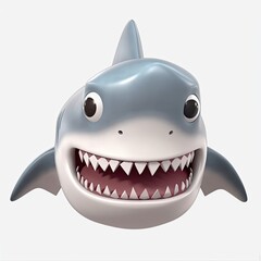 Wall Mural - Shark Very Happy Facial Expression On Blank Background Generative AI