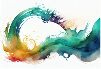 Wall Mural - Watercolor Illustration of a Abstract Background Wave Shape. Illustration. Generative AI