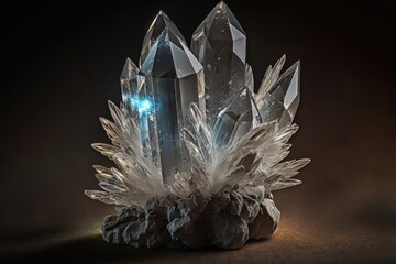 Wall Mural - Crystal quartz mineral stone. AI generation