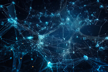 Branched technology structure with glowing blue light - Illustration AI