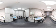 360 hdri panorama inside interior of modern research medical laboratory or ophthalmological clinic with equipment in equirectangular spherical projection. Generative Ai