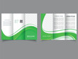 © Anton - Green trifold brochure with waves. Spring flyer design. Corporate business trifold brochure template.