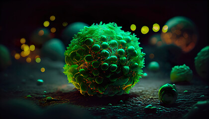 Poster - mystery green sphere with nature green