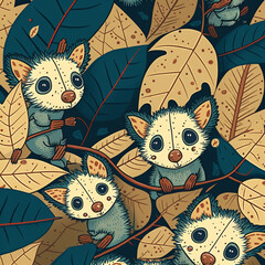 Wall Mural - seamless pattern with cats | Generate AI