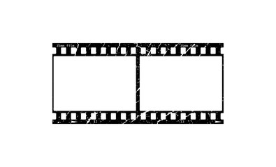 Vintage style 35mm film strip retro vintage vector design with two frames on white background. Retro film reel symbol illustration to use in photography, television, cinema, photo frame.
