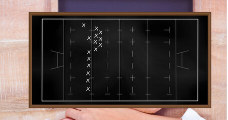 Poster - Image of rugby game strategy on rugby field