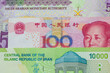 A Chinese Yuan Bank Note with Money From Suadi Arabia and Iran
