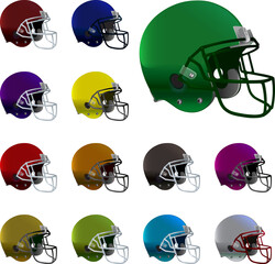 Wall Mural - American Football Helmets Illustration