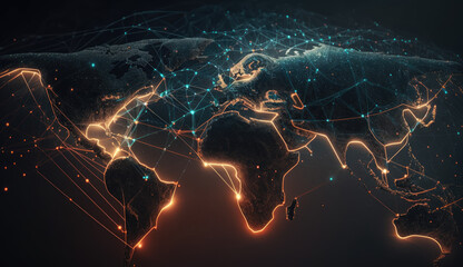 Global Connection Future Technology Web3 Virtual Background Web of Connection Fiber 5G Intenet Generative AI