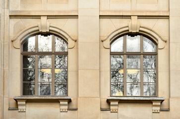 Wall Mural - view of beautiful building with wooden windows