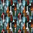 © Mantas Bac - Seamless glass bottles background pattern. Recycling and plastic waste concept art pattern background design. Background design for any bottled drinks service or website.