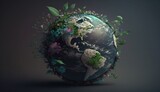Fototapeta Natura - earth green natural background, Illustration of the green planet earth, environment Earth Day planet nature concept with globe
