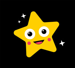 Wall Mural - star in retro style. cute and charming character. poster or banner for website, back in 80s and 90s.