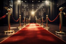 Luxury Red Carpet With Selective Focus. AI Generated, Human Enhanced