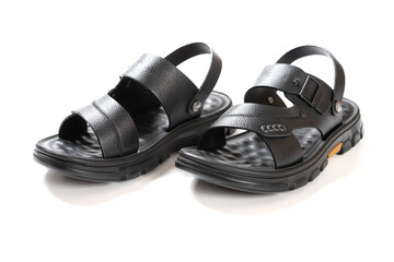 pair of black leisure sandal on white background