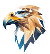 Eagle illustrated in polygonal art style, with transparent background. Created by generative AI