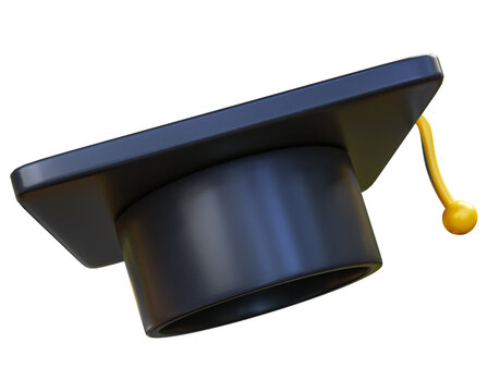 Education graduate cap, educational student chapter, degree ceremony hat. Congratulations Graduate elements. 3D Rendering
