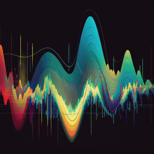 Vector Line Artwork An Audio Waveform, Vivid Colors AI Generation.