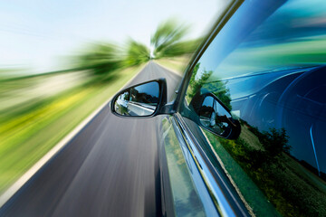 Wall Mural - car on the road with motion blur background. 