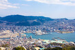 View of Nagasaki city skyline from Mount Inasa in Japan.