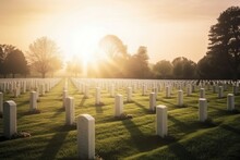 A Military Cemetery Or Memorial To Honor Fallen Soldiers. Memorial Day. Generative AI