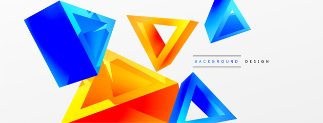 Wall Mural - 3d triangle abstract background. Basic shape technology or business concept composition. Trendy techno business template for wallpaper, banner, background or landing