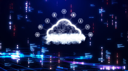 Wall Mural - cloud and edge computing technology concept with cybersecurity data protection system. within the ab