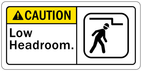 Canvas Print - Low headroom warning sign and labels