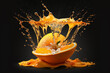 Healthy organic food concept orange fruit juice with Generative AI technology