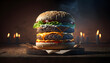© YM Creative Studio - mega burger, studio burger photo. professional photo in studio lighting. epic advertising shot