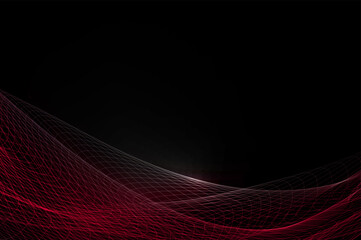 Wall Mural - Abstract isolated wave red tint on black design