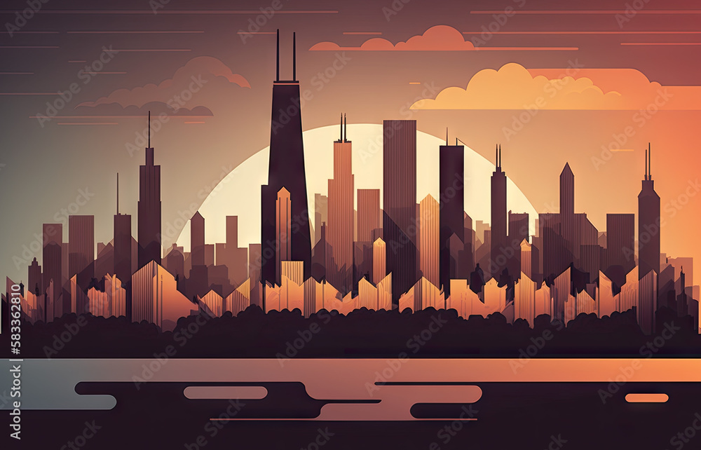 Abstract reimagining of the Chicago Skyline created with Generative AI ...