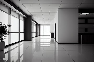 Canvas Print - empty office space with modern decor and clean lines, ready for a new business, created with generative ai