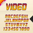 90's Retro Font. Vector alphabet in VHS cassette style
