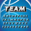 Modern sport team font. Hi-Tech 3D alphabet. Vector letters for presentations, banners and logo design.