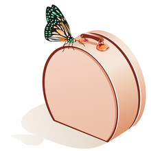 Women's Round Bag With Butterfly