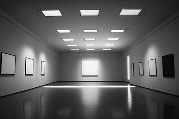 Canvas Print - empty room in an art museum, displaying the works of various artists, created with generative ai