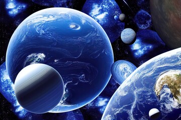 Wall Mural - rotation in orbit of different planets., created with generative ai